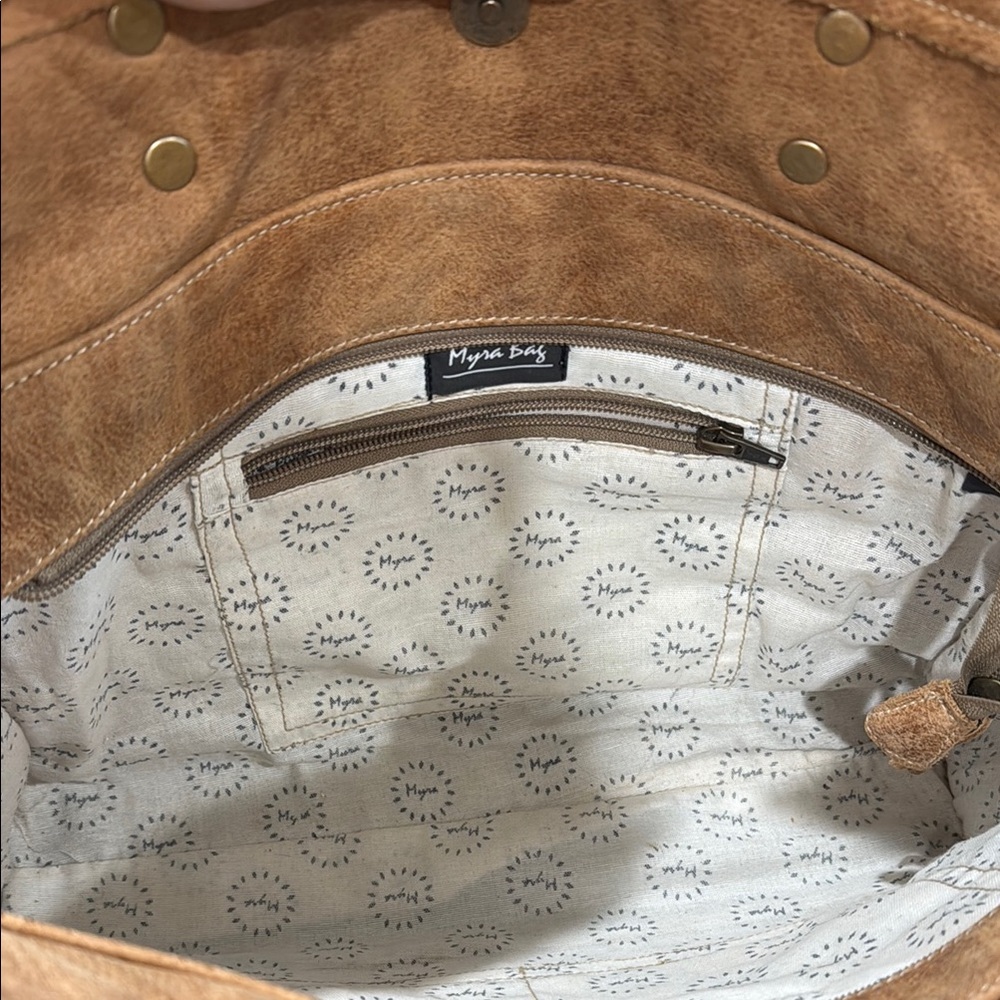 Cowhide and Tan Leather Tote - Picture 2 of 10